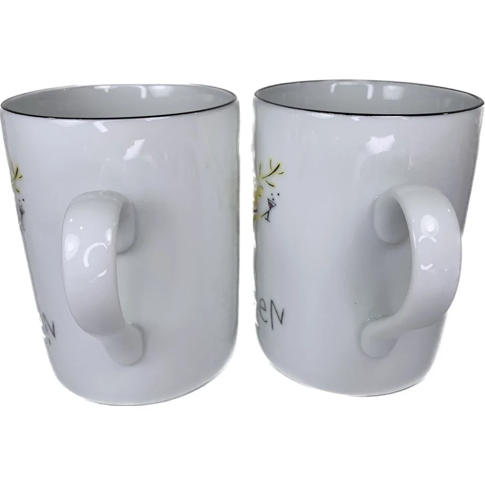 Pottery Barn Reindeer Collection BLITZEN 2 Mugs and 2 Salad Plates Lot of 4